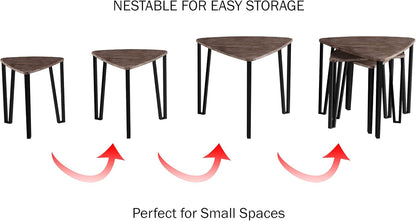 Woodgrain Nesting Tables Set – Stylish & Space-Saving