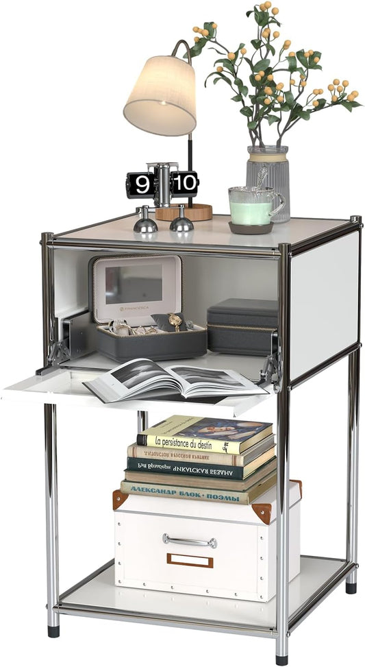 White Night Stand with Drawers – Elegant Bedroom Storage