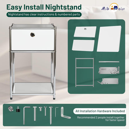 White Night Stand with Drawers – Elegant Bedroom Storage