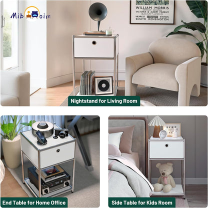 White Night Stand with Drawers – Elegant Bedroom Storage