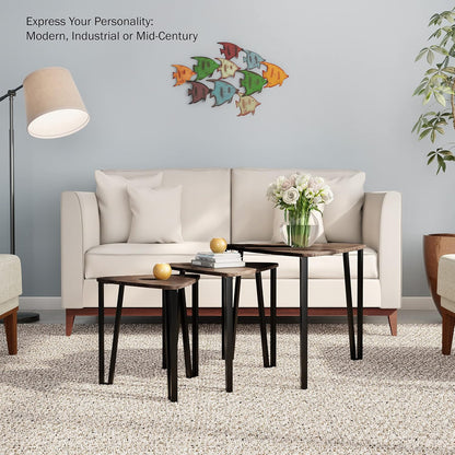 Woodgrain Nesting Tables Set – Stylish & Space-Saving