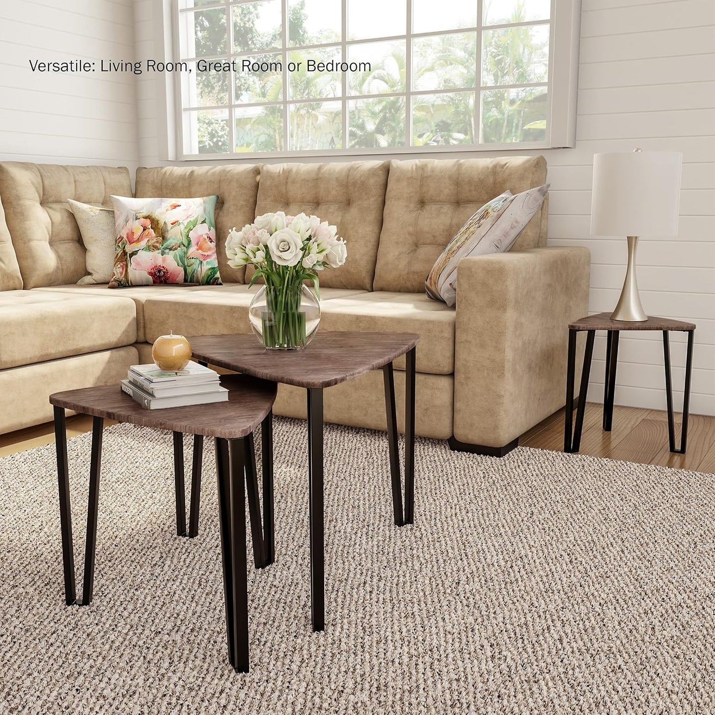 Woodgrain Nesting Tables Set – Stylish & Space-Saving