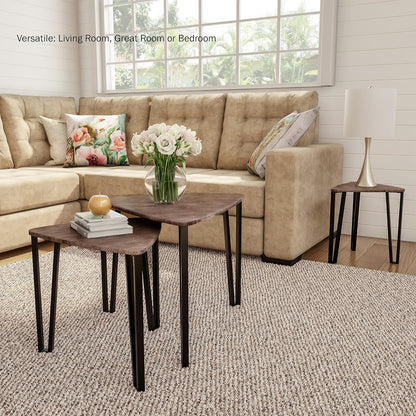 Woodgrain Nesting Tables Set – Stylish & Space-Saving